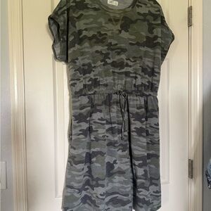 Maurices Green Gray Camo Drawstring Waist Dress